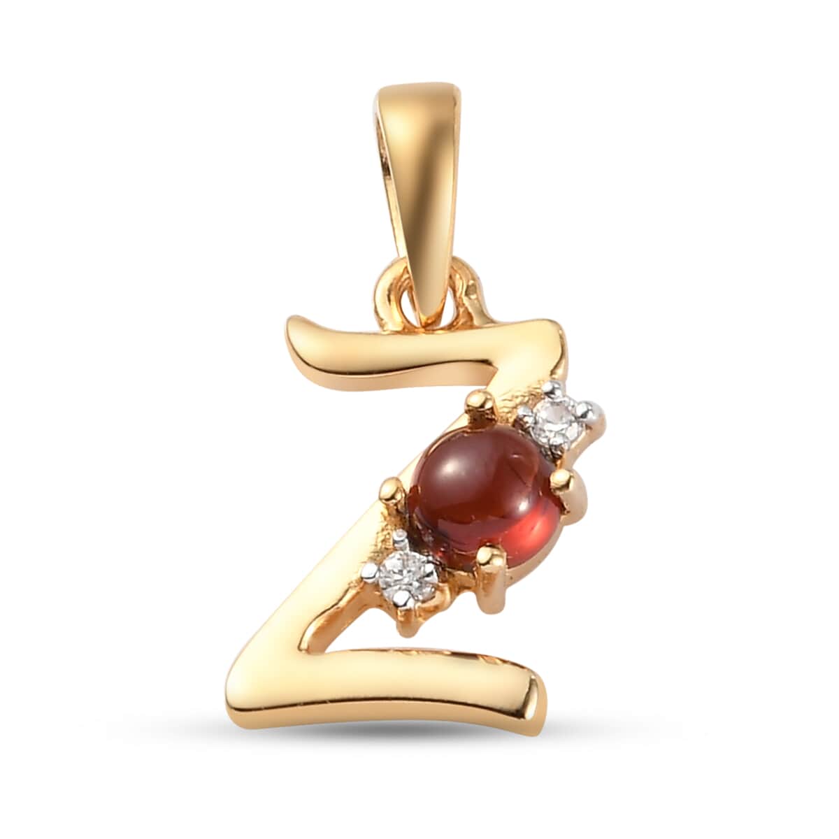 Mozambique Garnet and Natural White Zircon Initial Z Pendant in Vermeil Yellow Gold Over Sterling Silver 0.50 ctw image number 0
