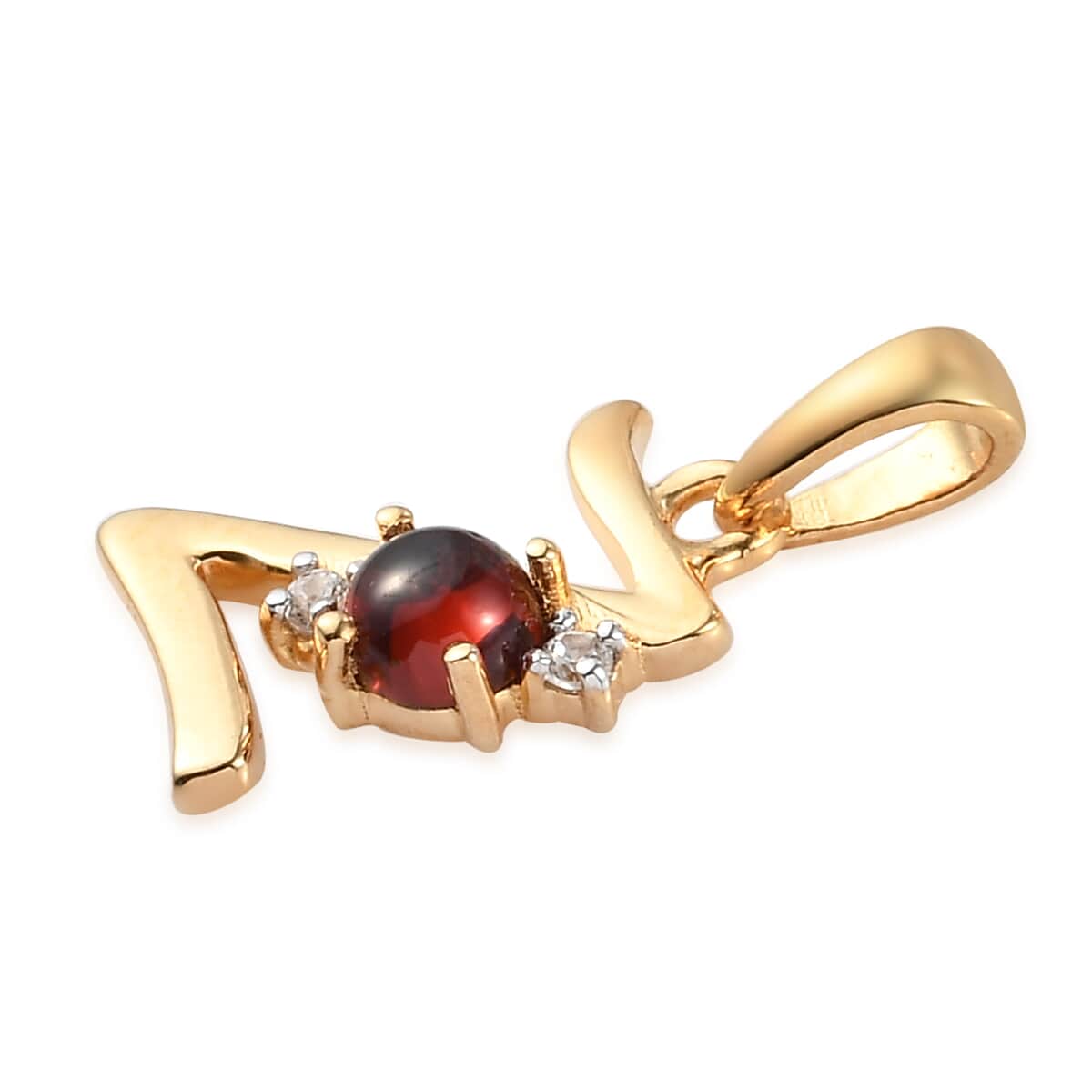 Mozambique Garnet and Natural White Zircon Initial Z Pendant in Vermeil Yellow Gold Over Sterling Silver 0.50 ctw image number 3