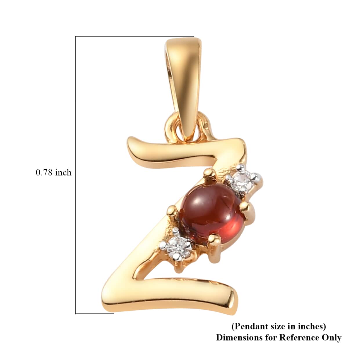 Mozambique Garnet and Natural White Zircon Initial Z Pendant in Vermeil Yellow Gold Over Sterling Silver 0.50 ctw image number 4