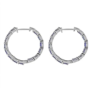 Tanzanite Hoop Earrings in Platinum Over Sterling Silver 6.40 ctw