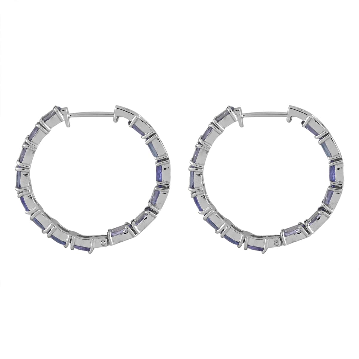 Tanzanite Hoop Earrings in Platinum Over Sterling Silver 6.40 ctw image number 3