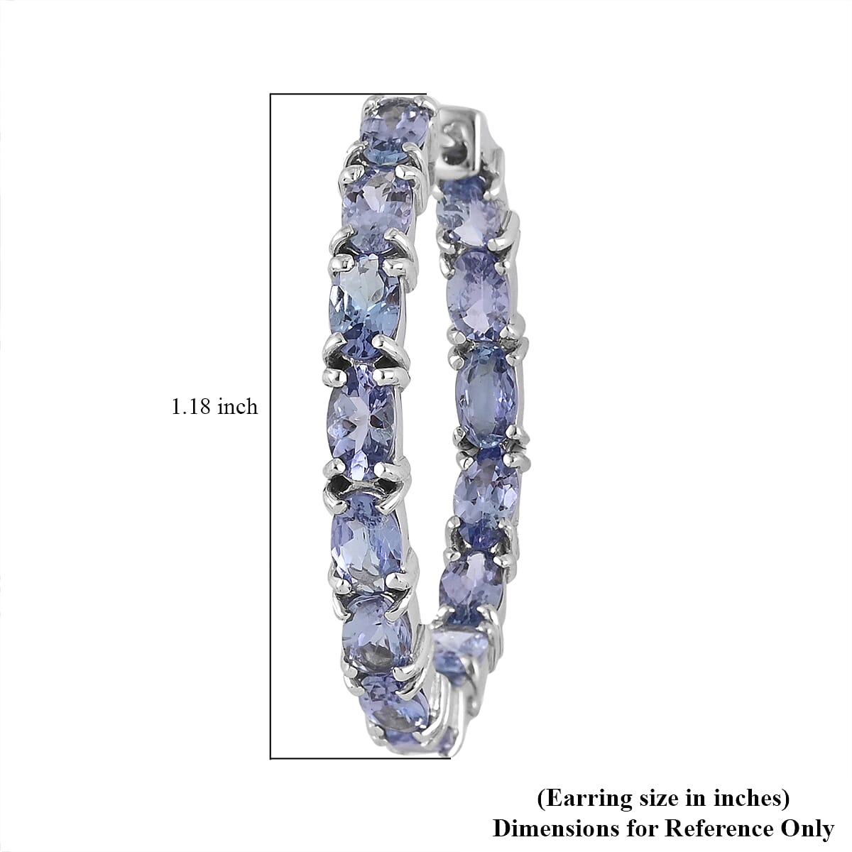 Tanzanite Hoop Earrings in Platinum Over Sterling Silver 6.40 ctw