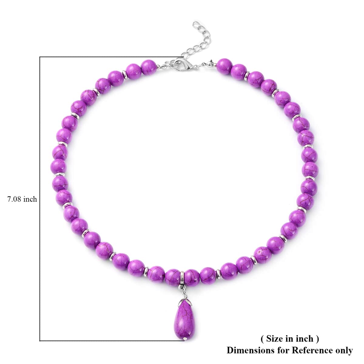 Freshened Purple Howlite Beaded Necklace with Drop Pendant 18-20 Inches in Silvertone 263.00 ctw image number 4