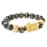 Feng Shui Pixiu Charm Sodalite Carved Beads Stretch Bracelet in Goldtone, Stretchable Bracelet, Good Luck Birthday Gift t (6.50 In) 146.50 ctw image number 3