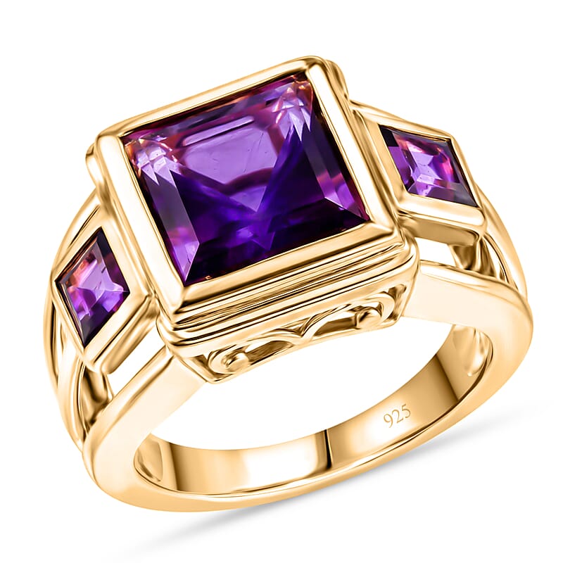 Lusaka Amethyst 4.00 ctw Ring in 14K Yellow Gold Over Sterling Silver (Size 5.5)