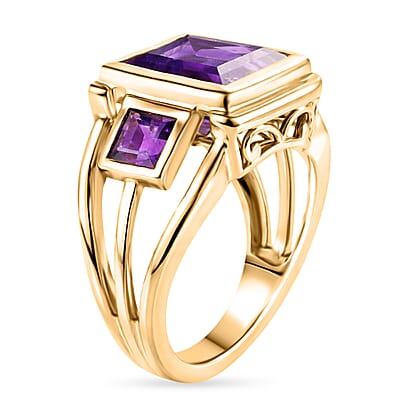 Lusaka Amethyst 4.00 ctw Ring in 14K Yellow Gold Over Sterling Silver (Size 5.5)