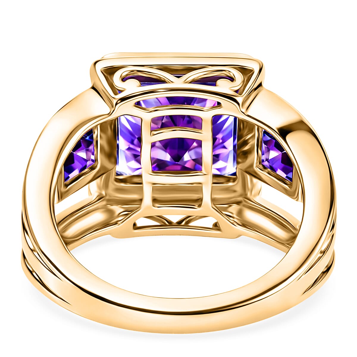 Lusaka Amethyst 4.00 ctw Ring in 14K Yellow Gold Over Sterling Silver (Size 5.5)
