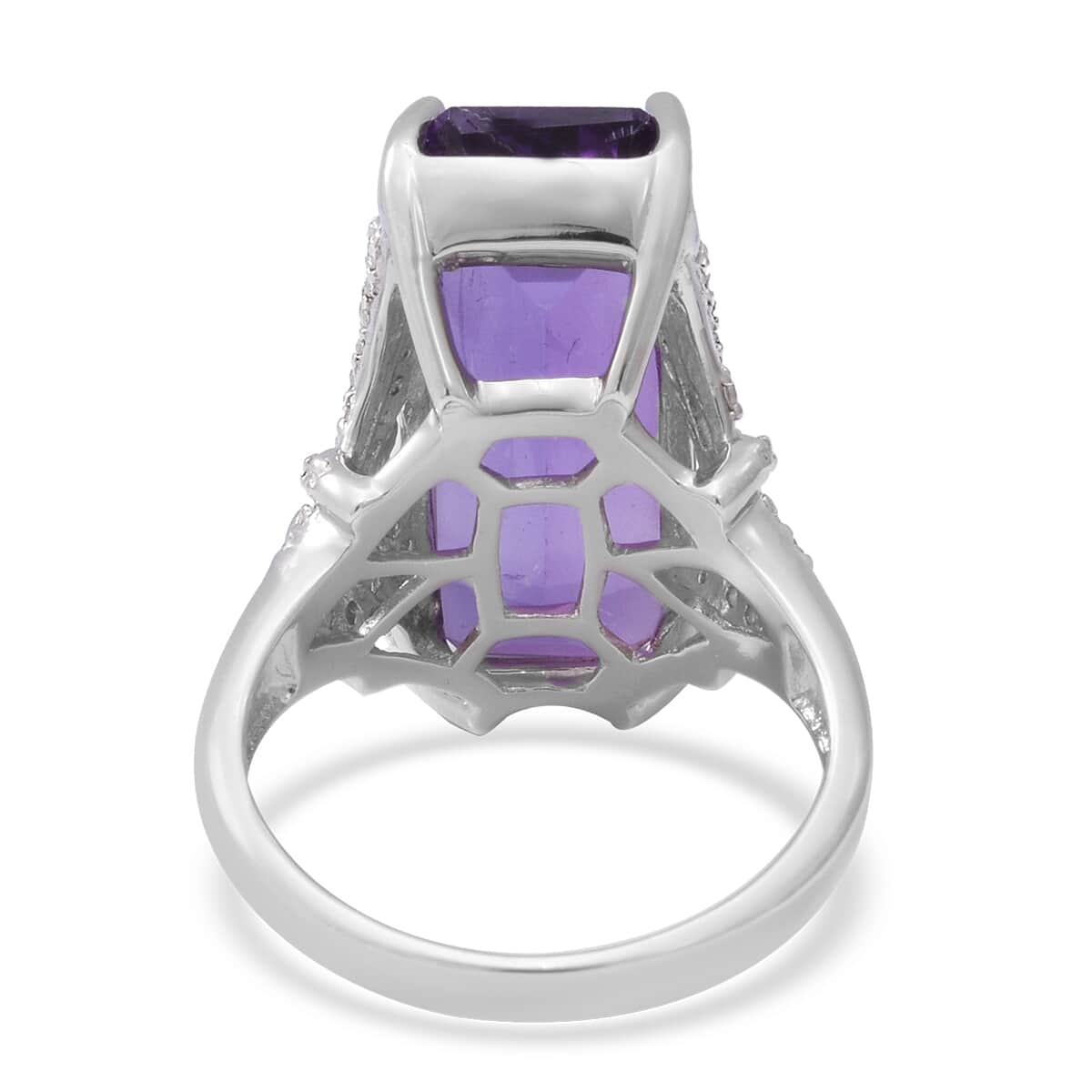 DOORBUSTER Rose De France Amethyst and Natural White Zircon Ring in Platinum Over Sterling Silver 7 Grams 19.50 ctw image number 3