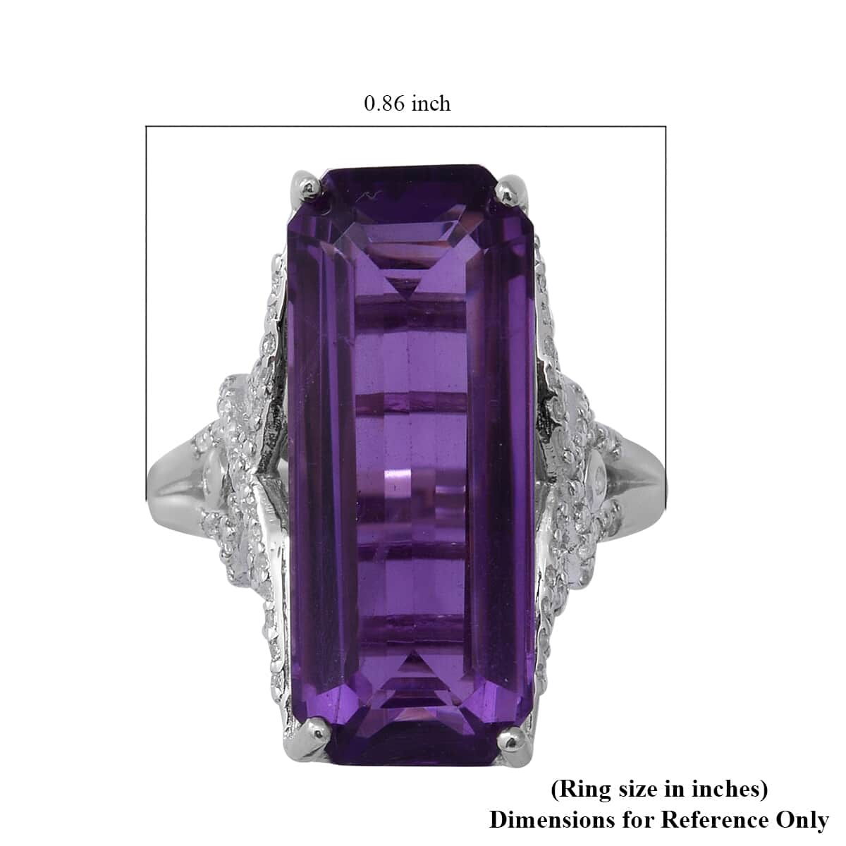 DOORBUSTER Rose De France Amethyst and Natural White Zircon Ring in Platinum Over Sterling Silver 7 Grams 19.50 ctw image number 4