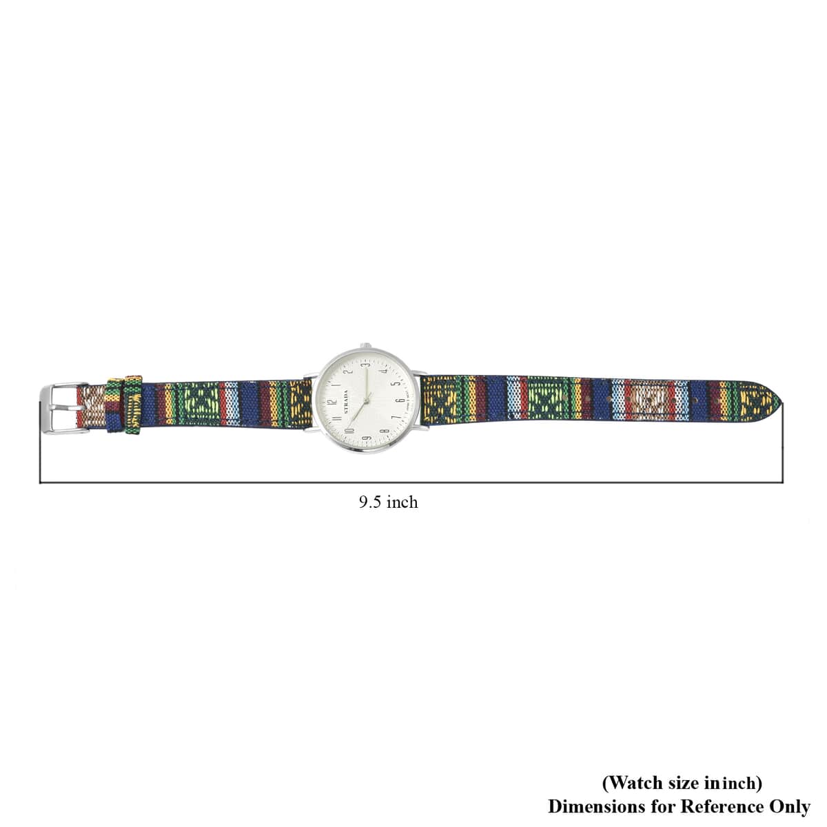 STRADA Japanese Movement Watch with Yellow and Green Pattern Faux Leather Strap image number 6