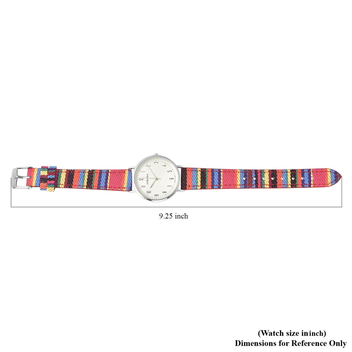 Strada Japanese Movement Watch with Rose Red Multi Color Bohemian Textile Vegan Leather Strap image number 6