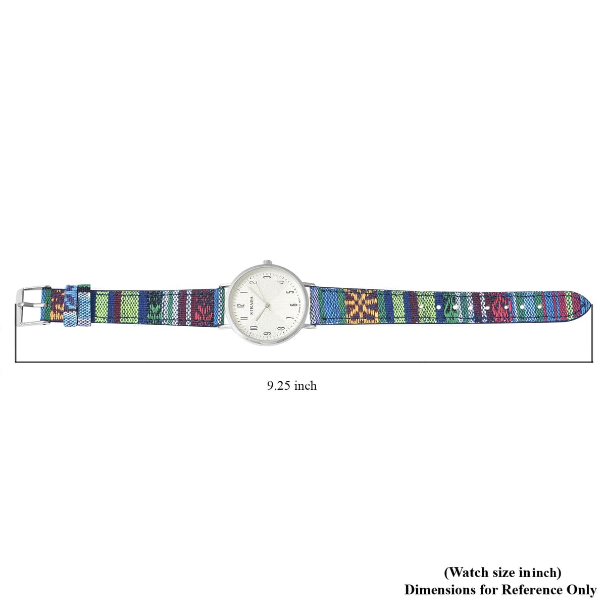 Strada Japanese Movement Watch with Rose Red and Blue Multi Color Bohemian Textile Vegan Leather Strap image number 6