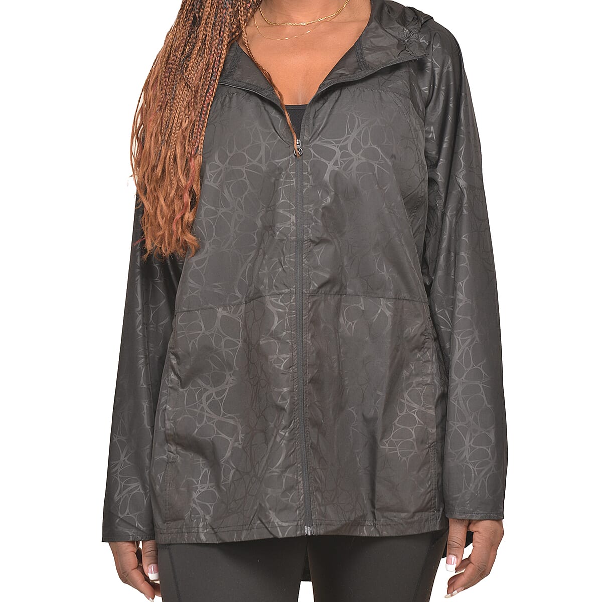 LAYER8 Polyester Black Hooded Windbreaker - XXL image number 3