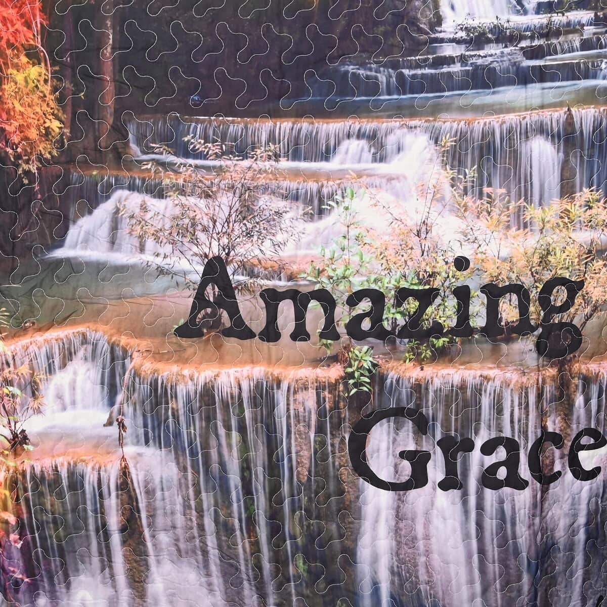 Inspirational Quotes Bed Throw Quilt Blankets - Amazing Grace, Waterfall  image number 2