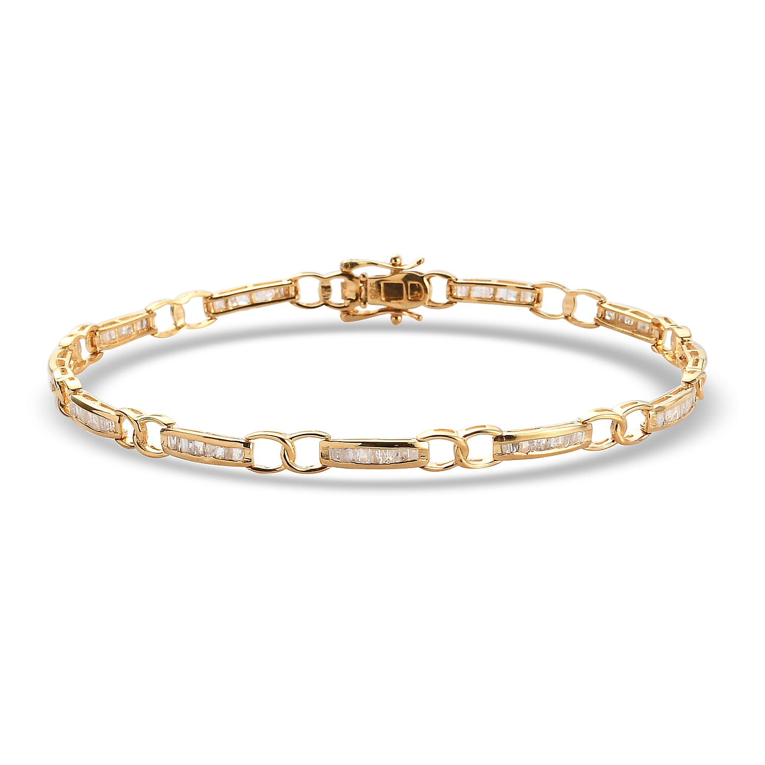 White Diamond 1.00 ctw Bracelet in 18K Vermeil Yellow Gold Over Sterling Silver (8.0 In)