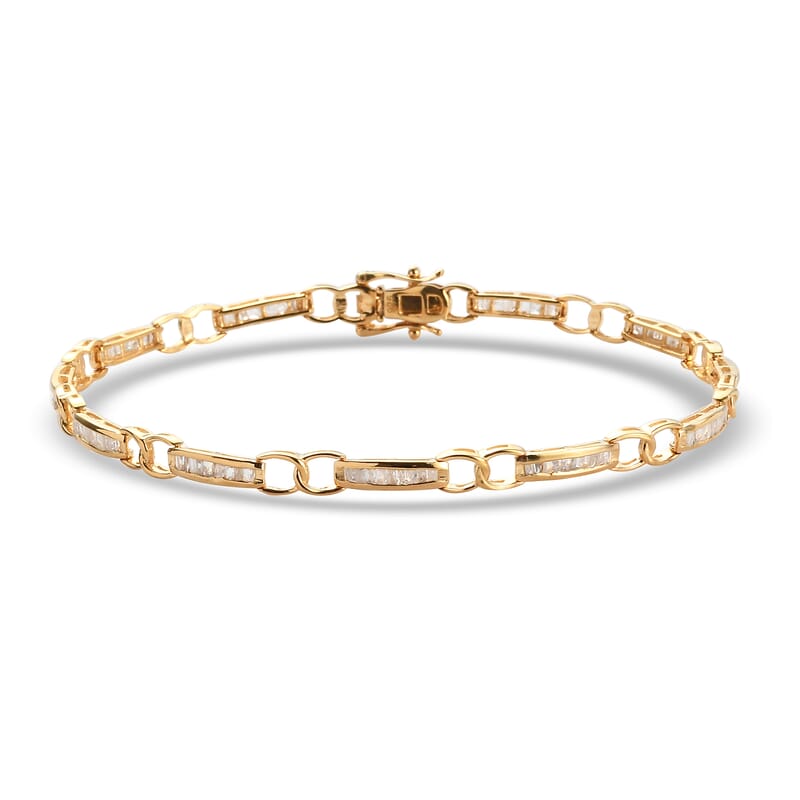 White Diamond 1.00 ctw Bracelet in 18K Vermeil Yellow Gold Over Sterling Silver (8.0 In)