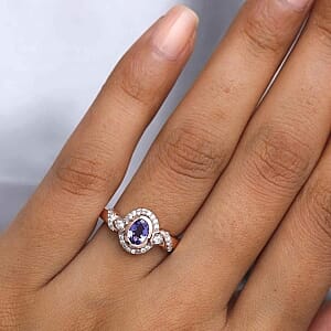 Tanzanite and Multi Gemstone 3.67 ctw Ring in Vermeil RG Over Sterling Silver (Size 11.5)