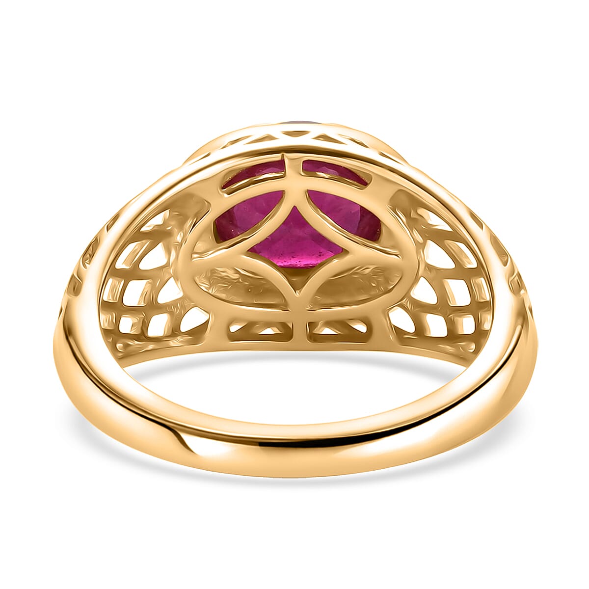 Niassa Ruby (FF) 2.90 ctw Ring in 14K Yellow Gold Over Sterling Silver (Size 5.5)
