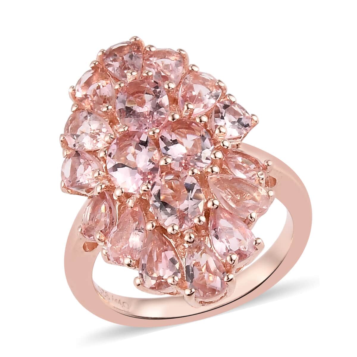 Blush Tourmaline Cluster Ring in Vermeil Rose Gold Over Sterling Silver (Size 7.0) 3.90 ctw image number 0