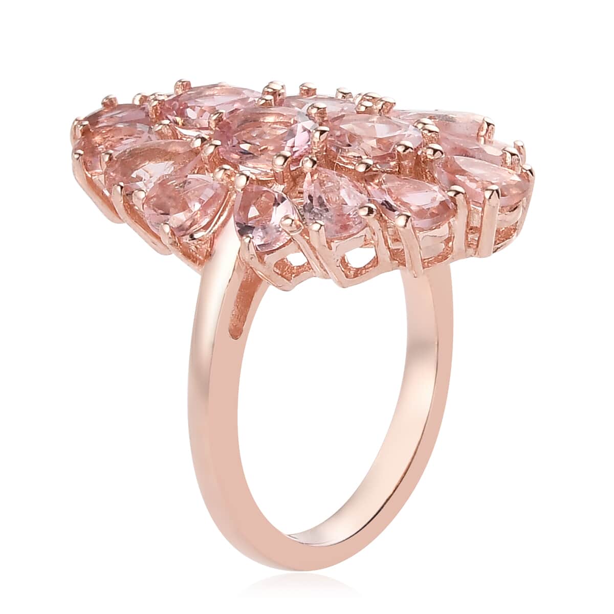 Blush Tourmaline Cluster Ring in Vermeil Rose Gold Over Sterling Silver (Size 7.0) 3.90 ctw image number 3