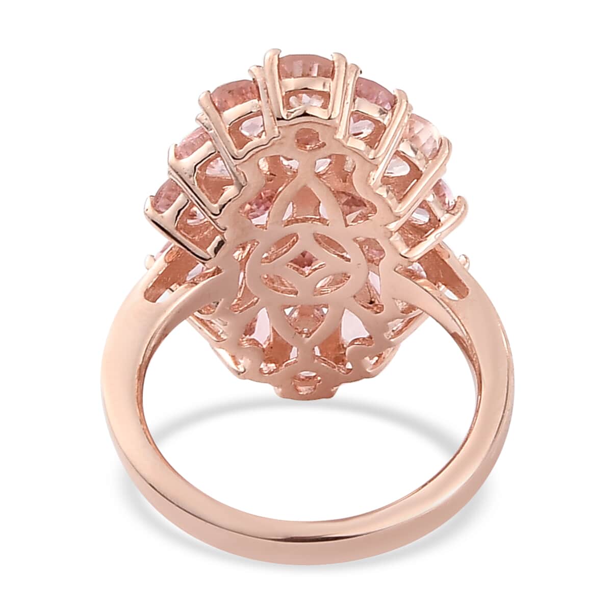 Blush Tourmaline Cluster Ring in Vermeil Rose Gold Over Sterling Silver (Size 7.0) 3.90 ctw image number 4