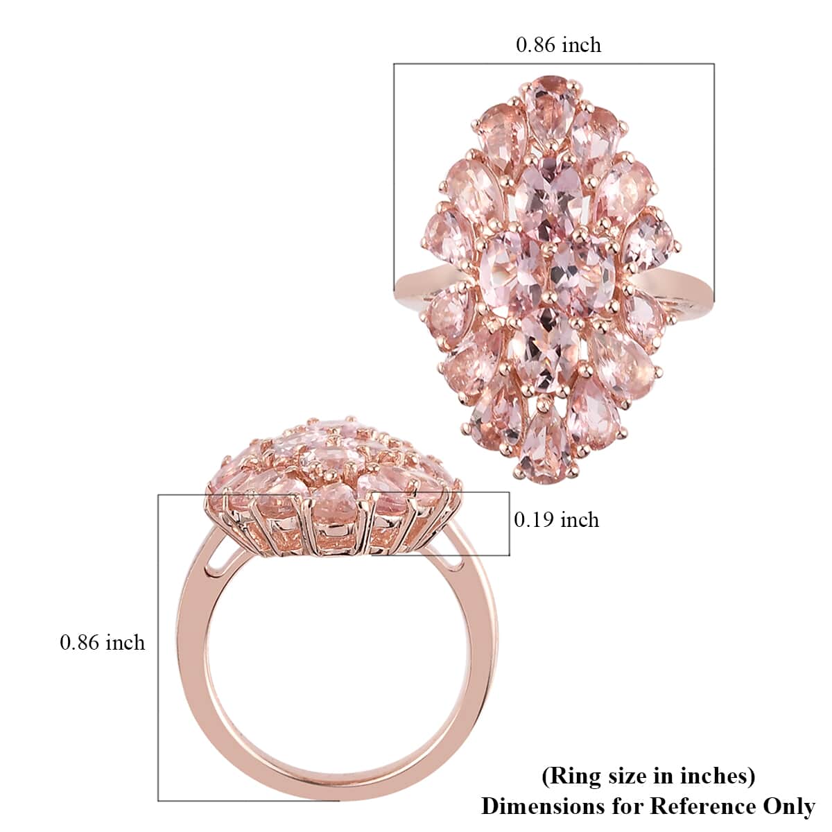 Blush Tourmaline Cluster Ring in Vermeil Rose Gold Over Sterling Silver (Size 7.0) 3.90 ctw image number 5