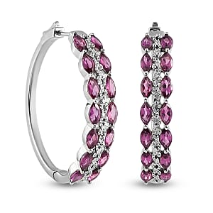 Premium Orissa Rhodolite Garnet 8.70 ctw Earrings in Platinum Over Sterling Silver
