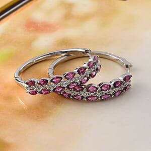 Premium Orissa Rhodolite Garnet 8.70 ctw Earrings in Platinum Over Sterling Silver