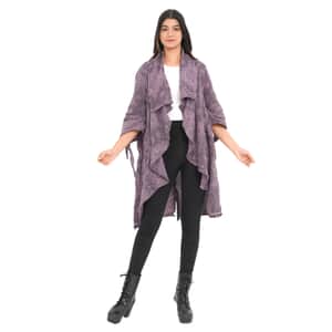 TAMSY Gold 100% Cotton Double Layer Jacquard Waterfall Front Cardigan - One Size Missy (35"x24")