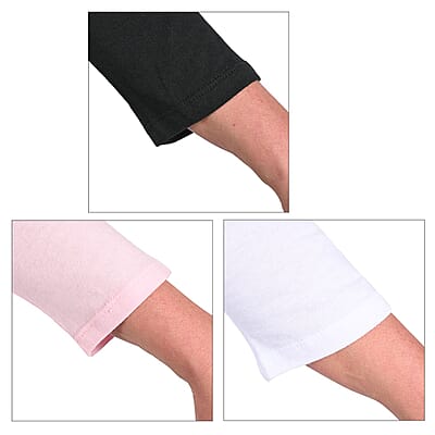 Set of 3 HANES CLOSEOUT Flowy V-Neck Tunic Top - Pink, White and Black (L)