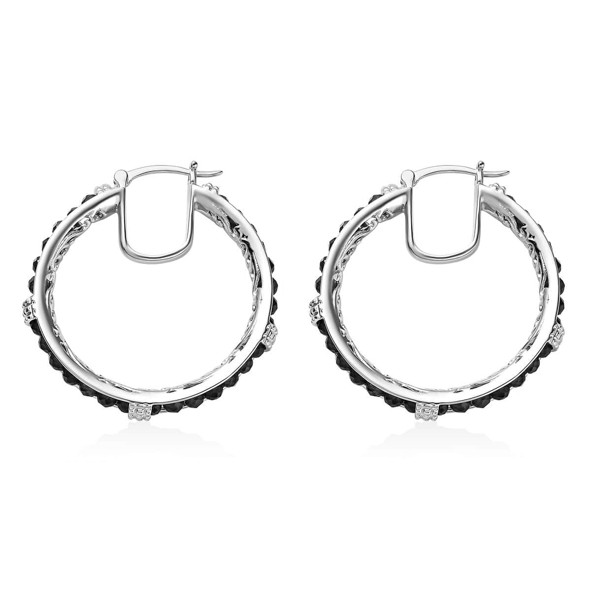 Karis Mozambique Garnet Hoop Earrings in Platinum Bond 28.00 ctw image number 3