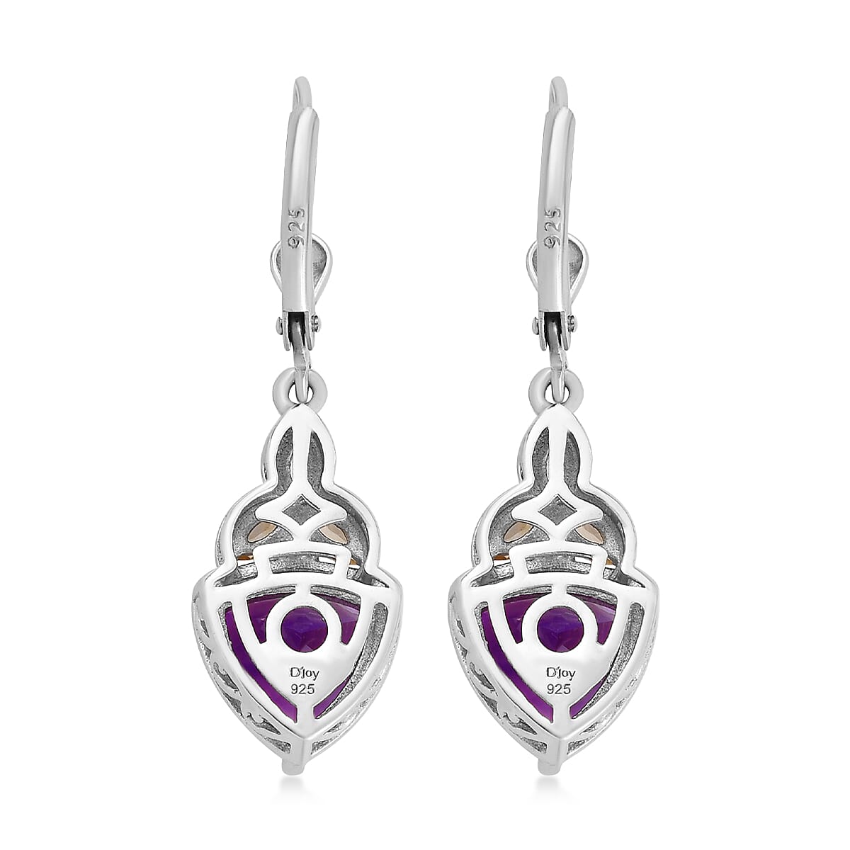 Moroccan Amethyst and Santa Ana Madeira Citrine Lever Back Earrings in Platinum Over Sterling Silver 5.65 ctw