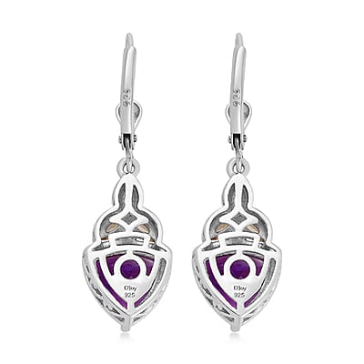 Moroccan Amethyst and Santa Ana Madeira Citrine Lever Back Earrings in Platinum Over Sterling Silver 5.65 ctw