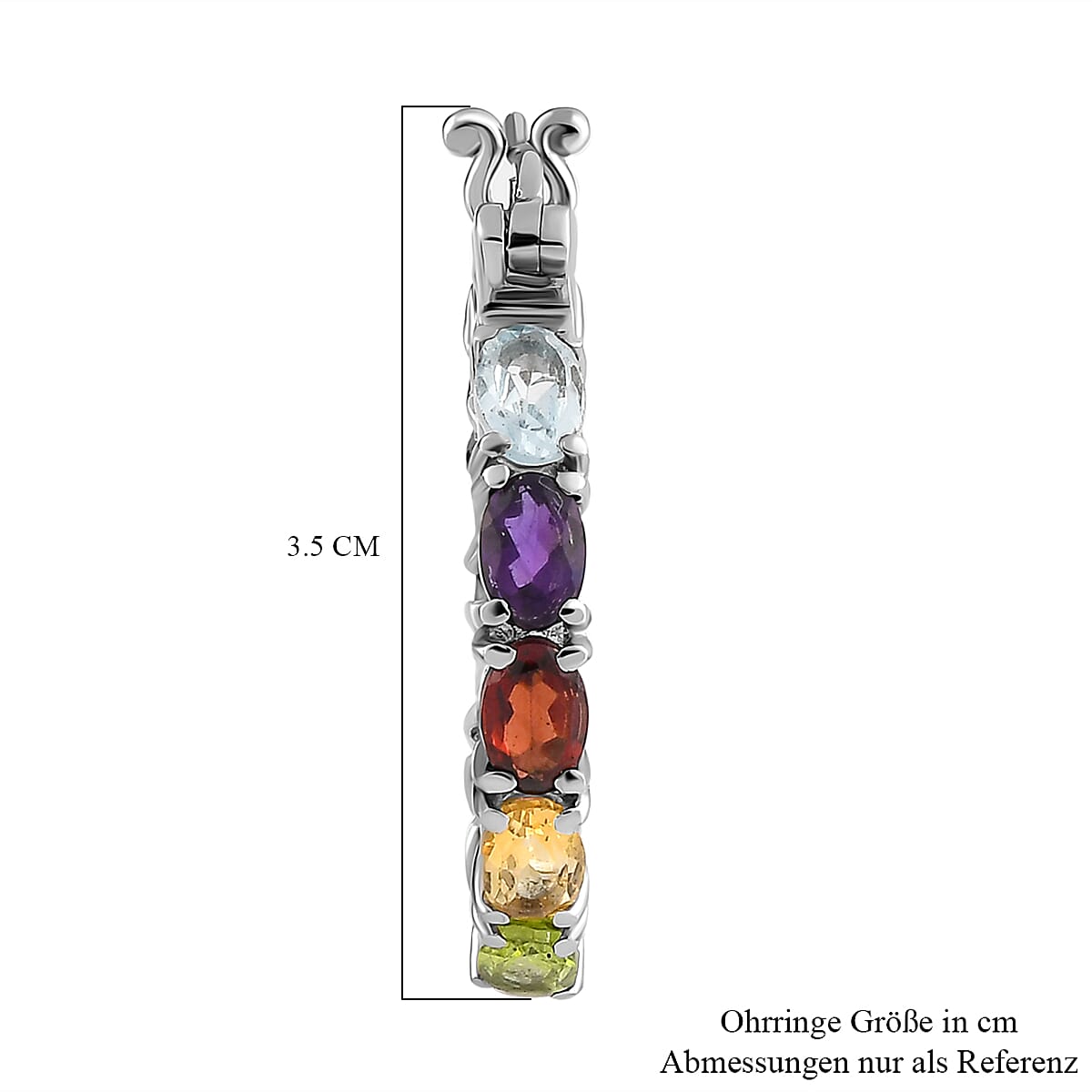 Multi Gemstone Hoop Earrings in Stainless Steel 9.15 ctw image number 3
