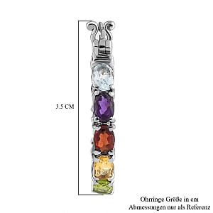 Multi Gemstone Hoop Earrings in Stainless Steel 9.15 ctw