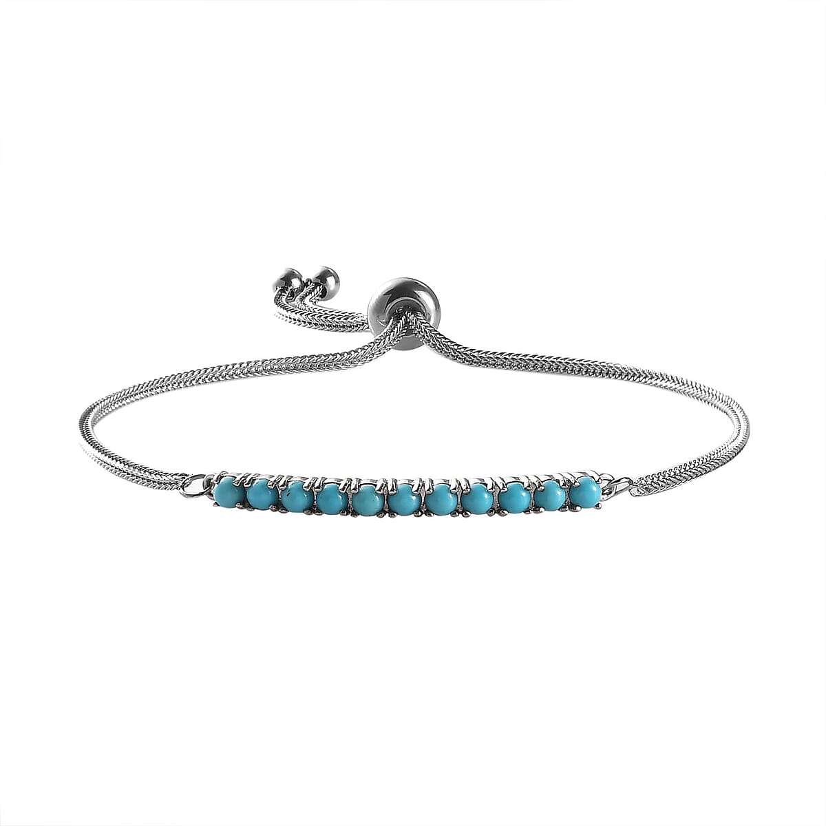 Sleeping Beauty Turquoise Bolo Bracelet in Stainless Steel 1.25 ctw image number 0