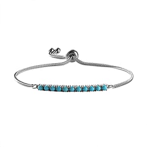 Sleeping Beauty Turquoise Bolo Bracelet in Stainless Steel 1.25 ctw