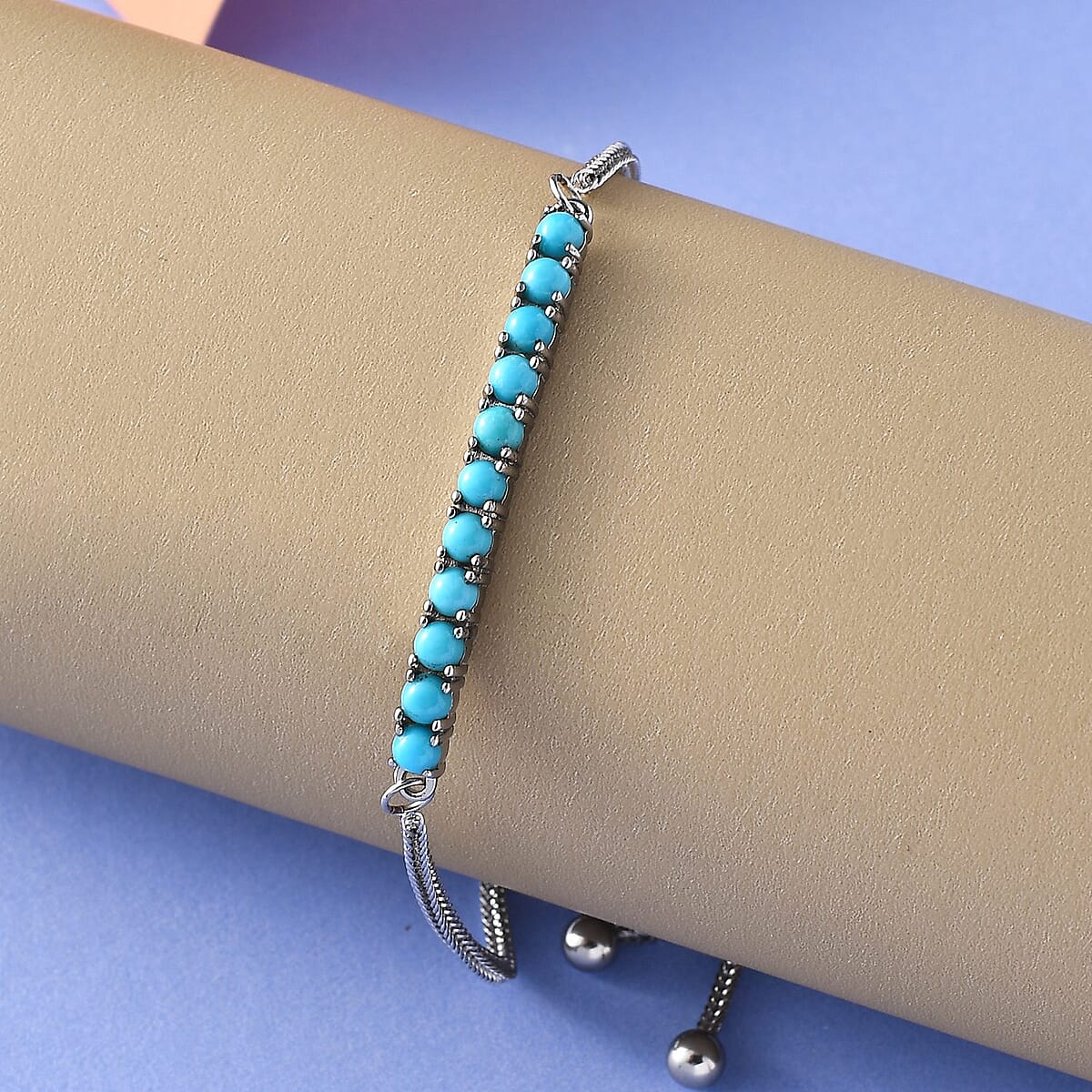 Sleeping Beauty Turquoise Bolo Bracelet in Stainless Steel 1.25 ctw image number 1