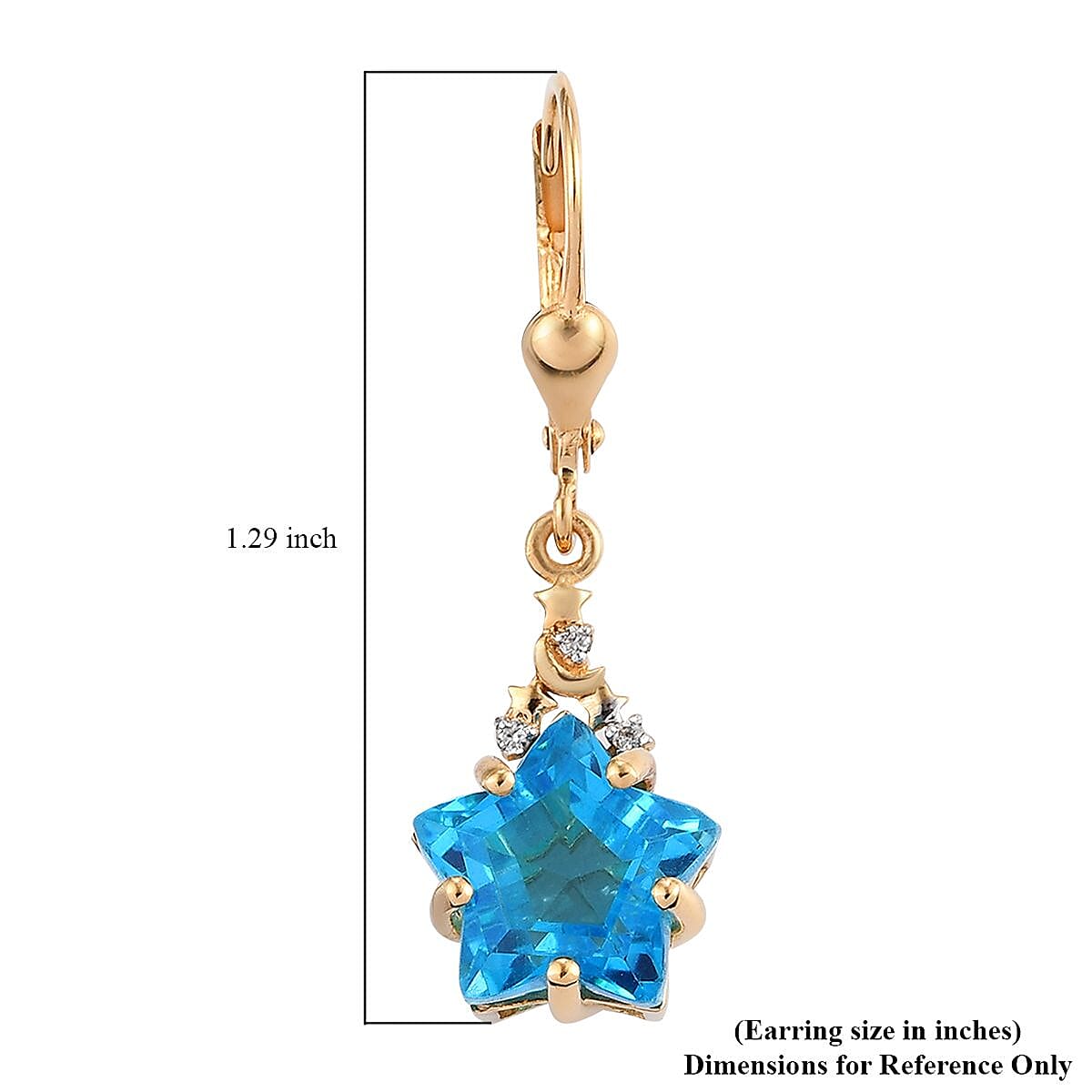 Caribbean Quartz and Natural White Zircon Celestial Earrings in Vermeil Yellow Gold Over Sterling Silver 7.25 ctw image number 4