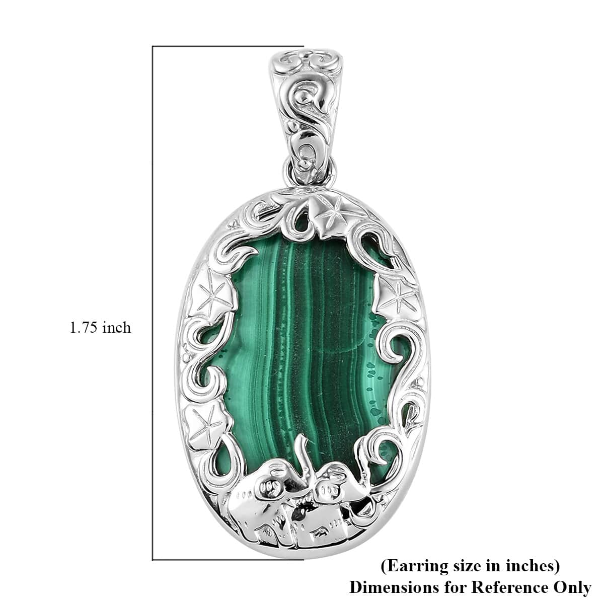 African Malachite Fancy Pendant in Platinum Over Copper with Magnet 28.35 ctw image number 4