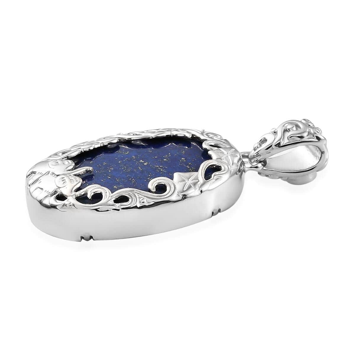 Lapis Lazuli Fancy Pendant in Platinum Over Copper with Magnet 33.50 ctw image number 2