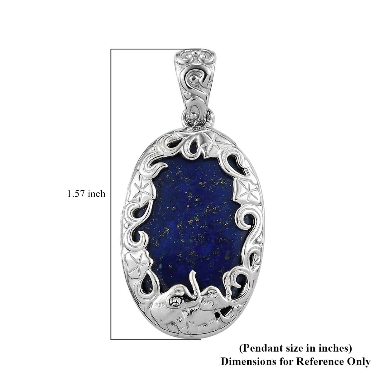 Lapis Lazuli Fancy Pendant in Platinum Over Copper with Magnet 33.50 ctw image number 4