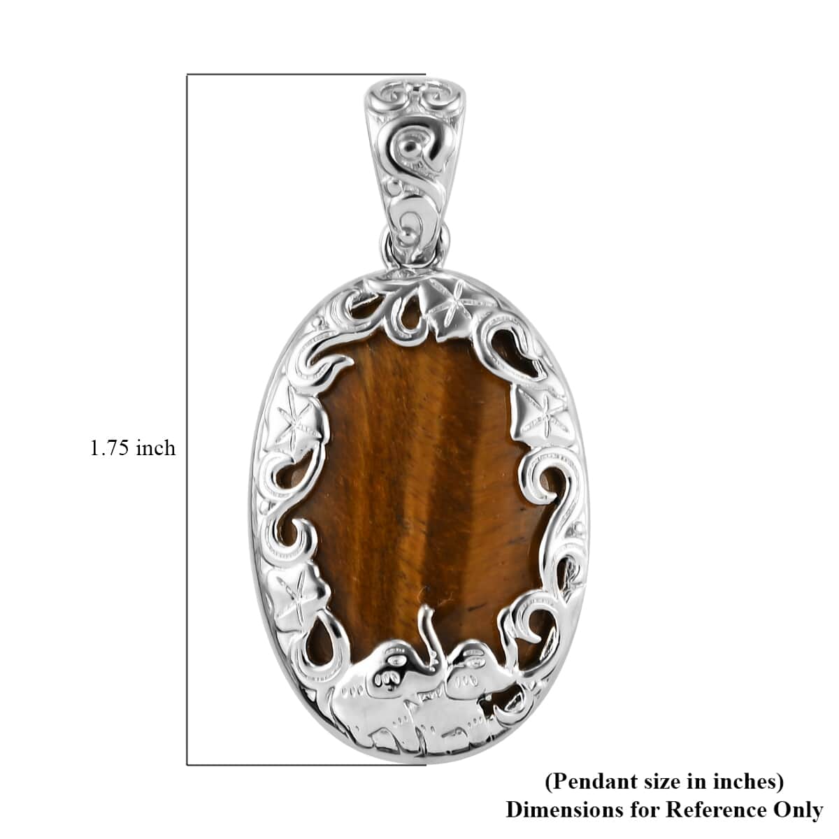Tiger's Eye Solitaire Pendant in Platinum Over Copper with Magnet 33.65 ctw image number 4