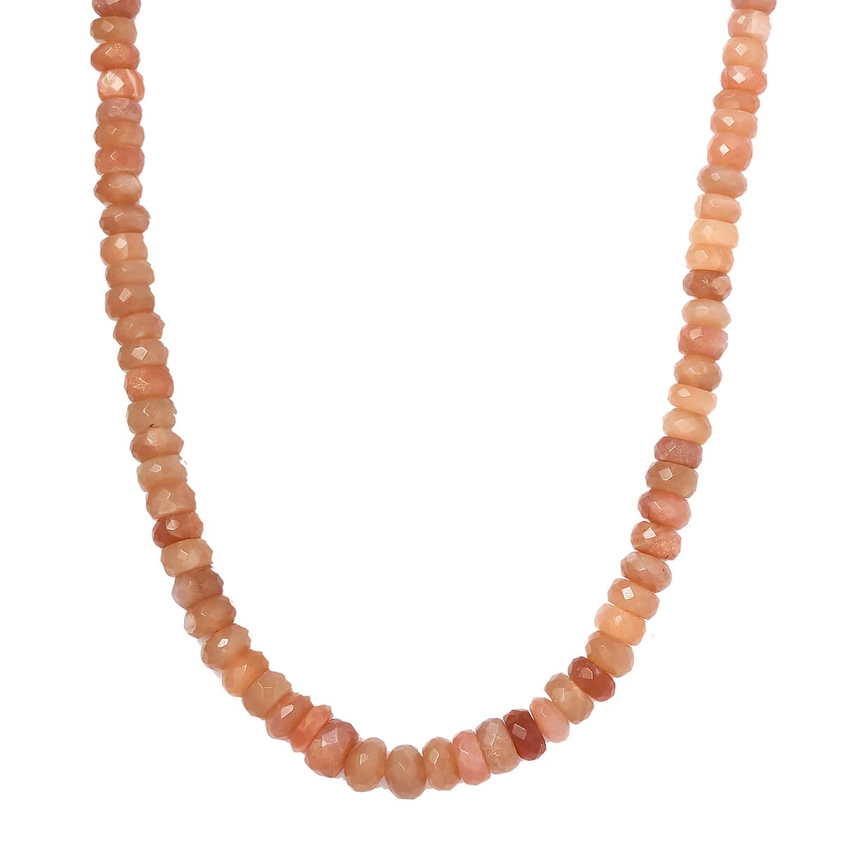 Peach Moonstone Beaded Necklace 20 Inches in Rhodium Over Sterling Silver 245.00 ctw image number 0