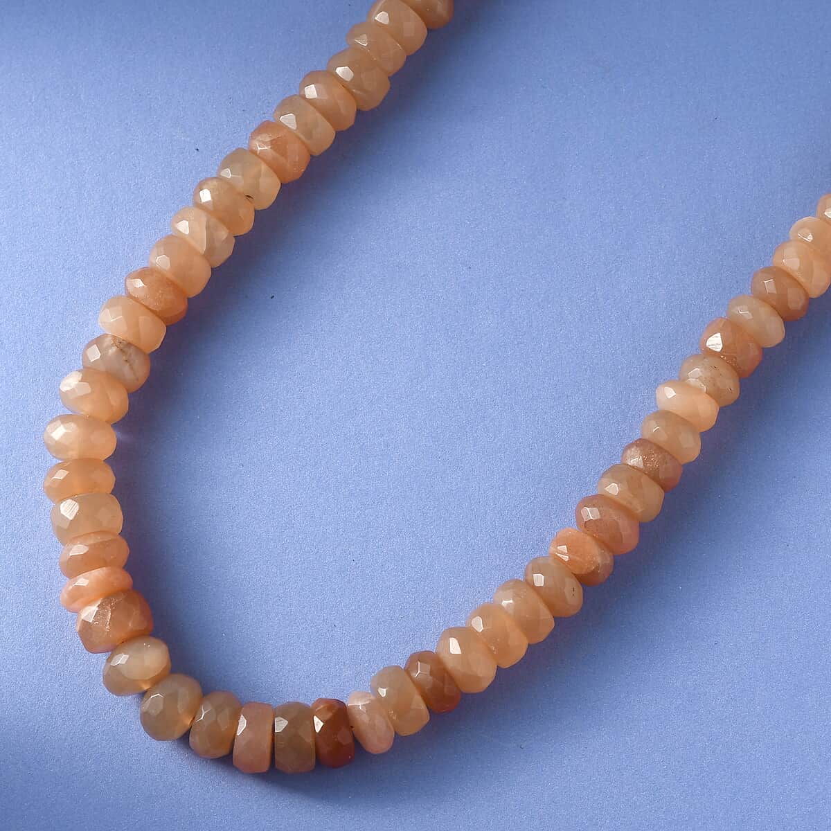 Peach Moonstone Beaded Necklace 20 Inches in Rhodium Over Sterling Silver 245.00 ctw image number 1