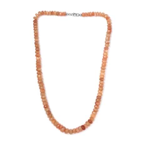 Peach Moonstone Beaded Necklace 20 Inches in Rhodium Over Sterling Silver 245.00 ctw image number 3