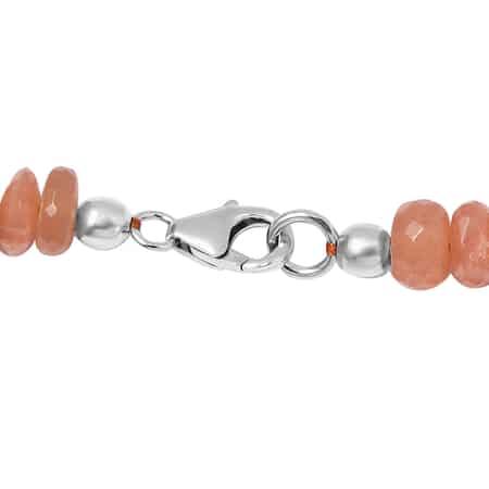 Peach Moonstone Beaded Necklace 20 Inches in Rhodium Over Sterling Silver 245.00 ctw image number 4