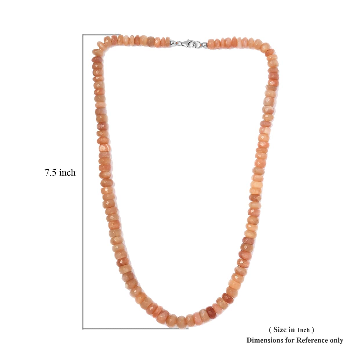 Peach Moonstone Beaded Necklace 20 Inches in Rhodium Over Sterling Silver 245.00 ctw image number 5