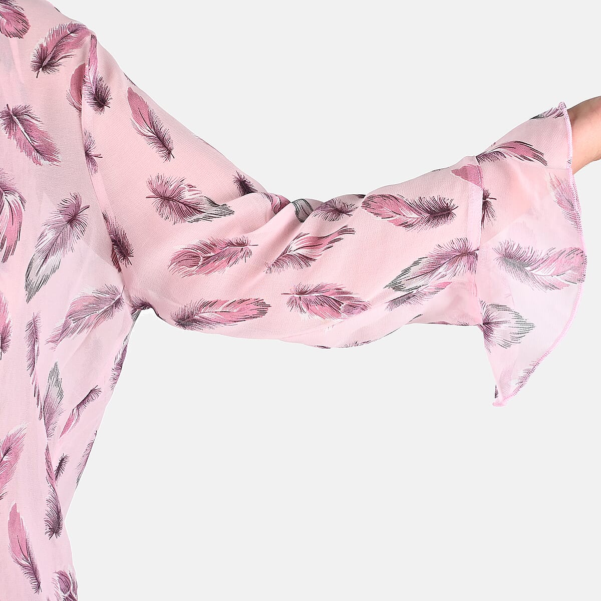 KATAYA Pink Feather Two-piece Blouse Set - M image number 5