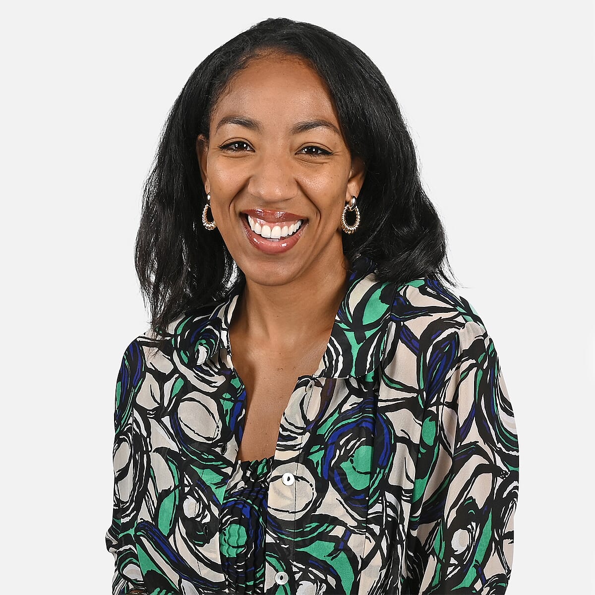  KatayaTan and Teal Swirl Two-piece Blouse Set - XL image number 3